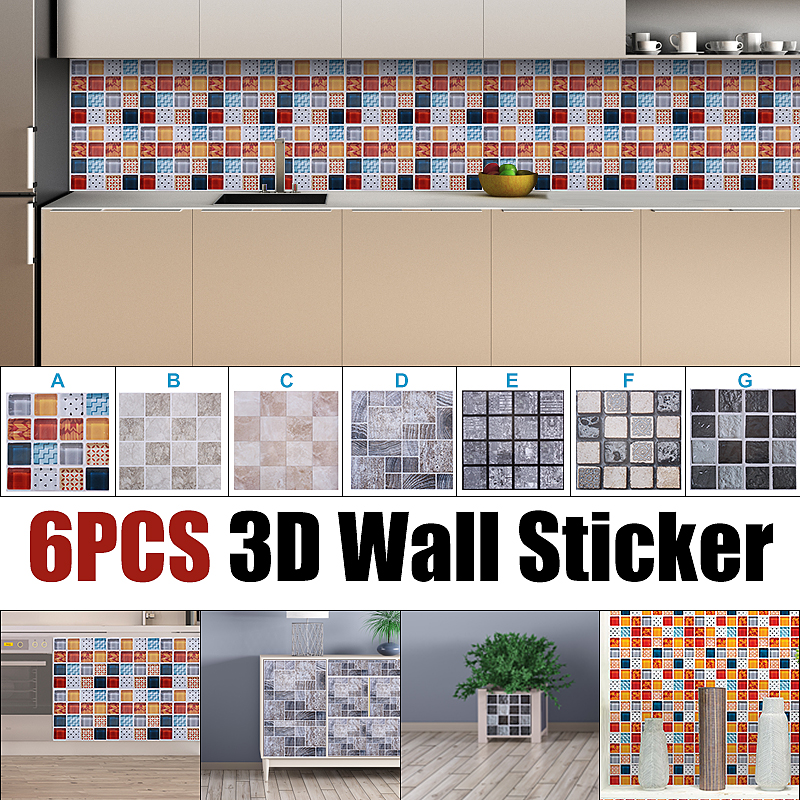 6pcs-DIY-Moroccan-Self-adhesive-Bathroom-Kitchen-Tile-Wall-Sticker-Waterproof-1806511-2