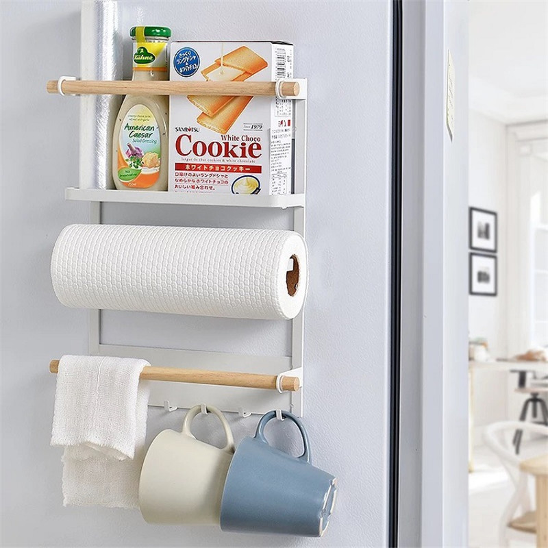 Magnetic-Refrigerator-Fridge-Sidewall-Paper-Towel-Holder-Storage-Rack-Shelf-Kitchen-Organizer-Space--1510930-1