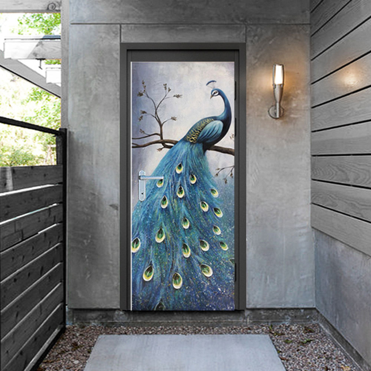 PVC-Living-Room-Door-Stickers-Wallpaper-Poster-Peacock-Waterproof-Home-Decoration-1806509-3