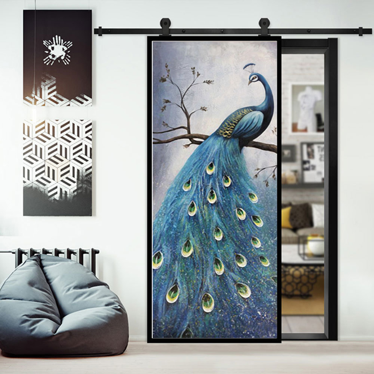 PVC-Living-Room-Door-Stickers-Wallpaper-Poster-Peacock-Waterproof-Home-Decoration-1806509-6