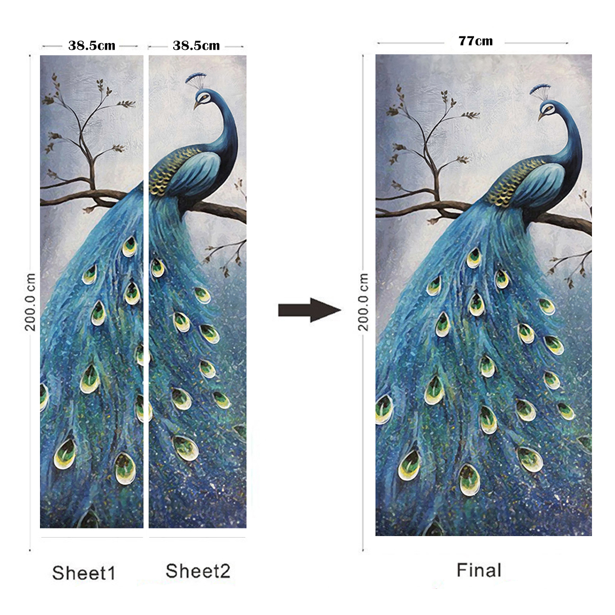 PVC-Living-Room-Door-Stickers-Wallpaper-Poster-Peacock-Waterproof-Home-Decoration-1806509-9