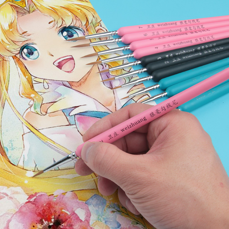 10-PCS-0-Hook-Line-Pen-Watercolor-Soft-Hair-Painting-Brush-for-Acrylic-Painting-1629456-3