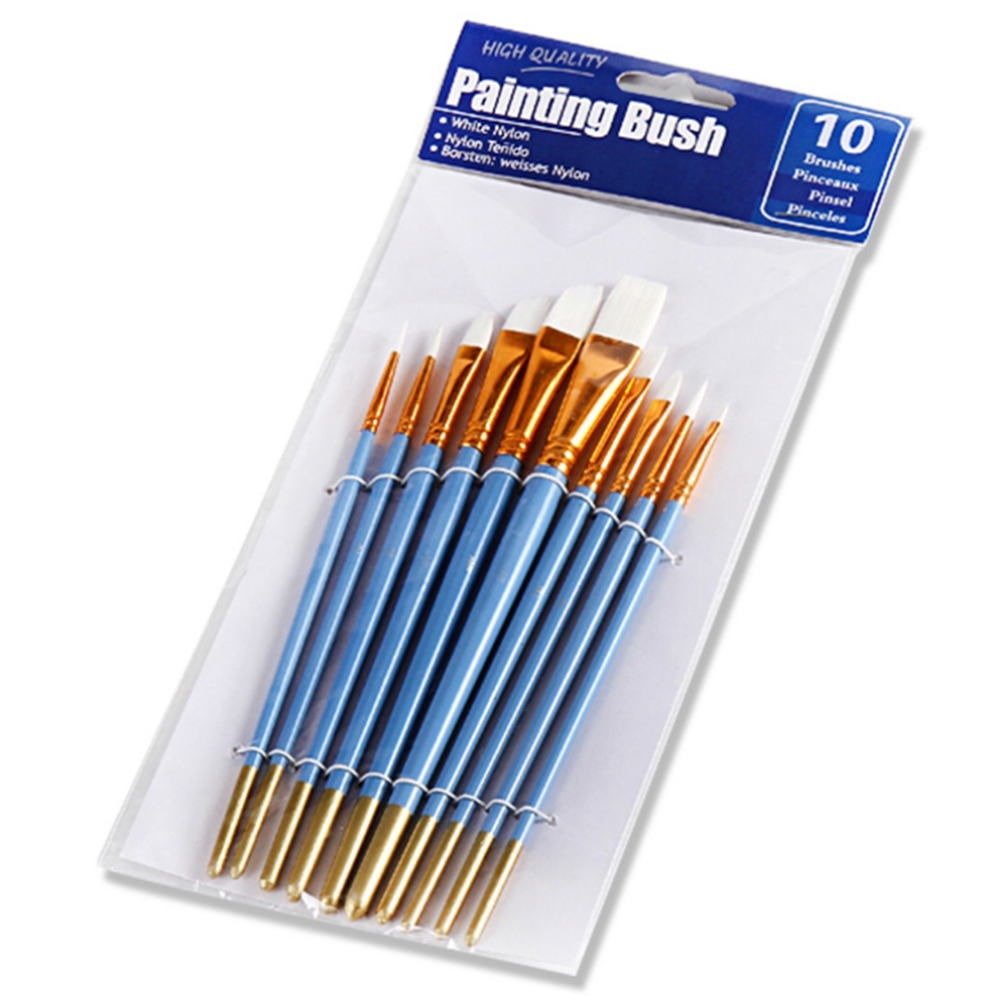 10Pcs-Painting-Brush-White-Nylon-Hair-Drawing-Brush-Watercolor-Oil-Painting-Brush-Set-Hook-Line-Pen-1763322-3