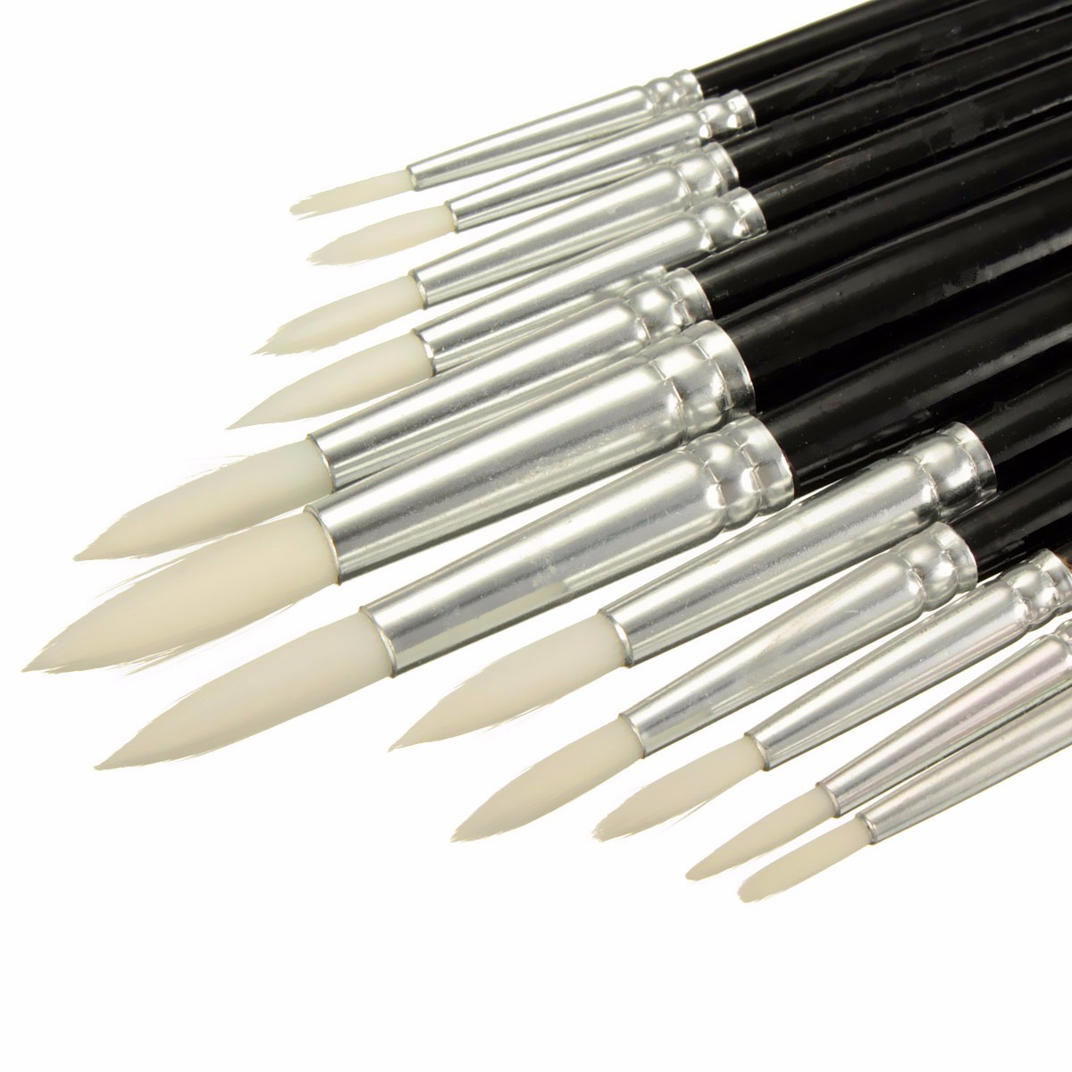 12-PcsLot-Paint-Brush-Different-Size-Black-Short-Rod-White-Nylon-Hair-Oil-Painting-Brushes-Watercolo-1557057-2