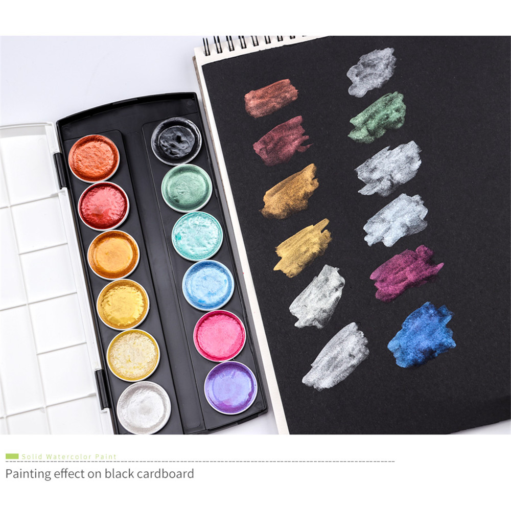 12Color-Metallic-Watercolor-Paint-Set-With-Water-Brush-for-Painting-Water-Color-Pigment-Art-Supplies-1702289-5