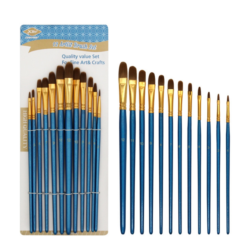 12Pcs-Painting-Brush-Pearl-Blue-Drawing-Brush-Watercolor-Acrylic-Brush-Set-Professional-Oil-Painting-1687267-6