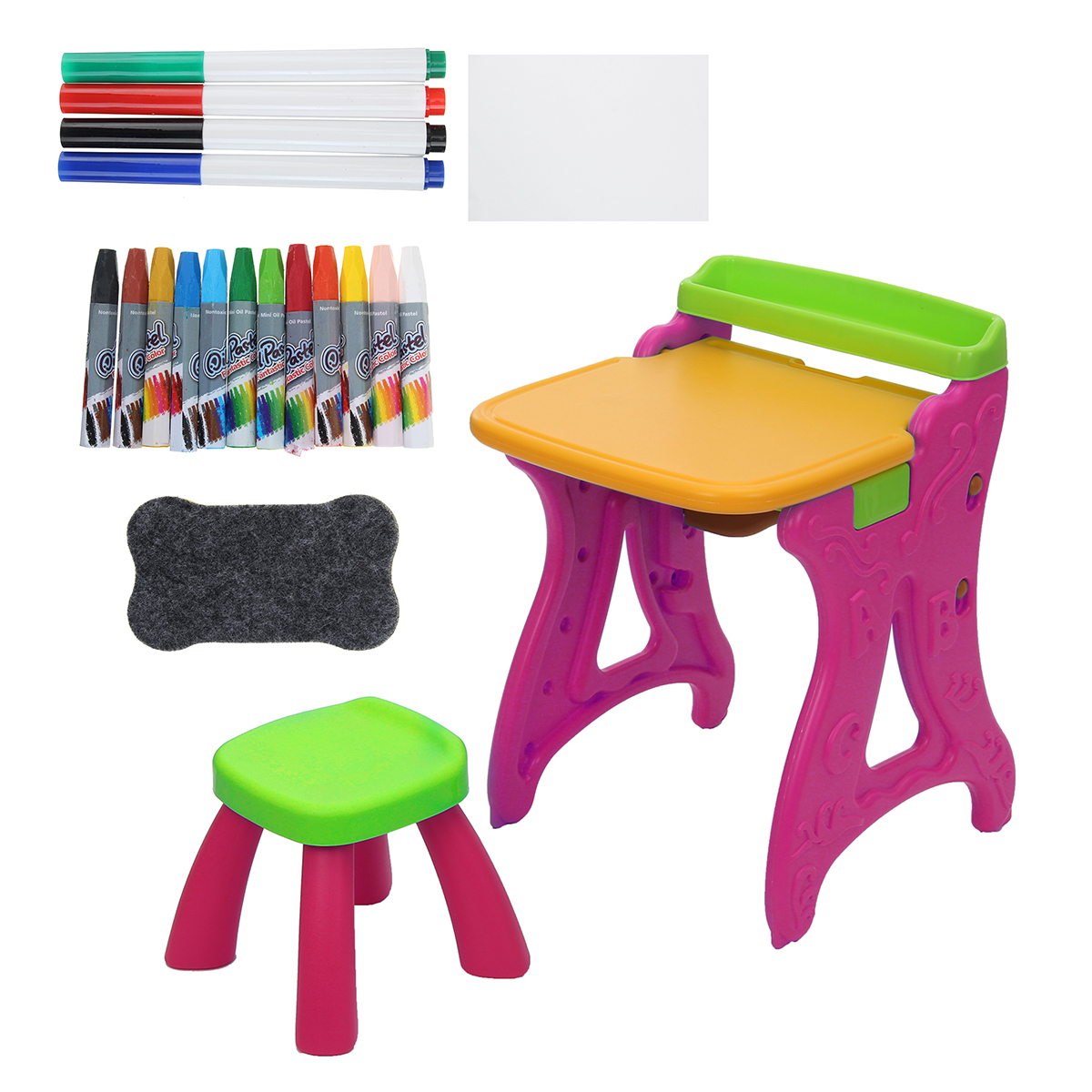 2-in-1-Folding-Drawing-Board-Table-Set-with-a-Kid-Sized-Stool-Plastic-Magnetic-Writing-White-Board-I-1853465-11