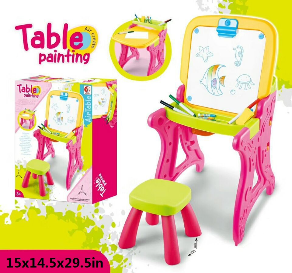 2-in-1-Folding-Drawing-Board-Table-Set-with-a-Kid-Sized-Stool-Plastic-Magnetic-Writing-White-Board-I-1853465-3