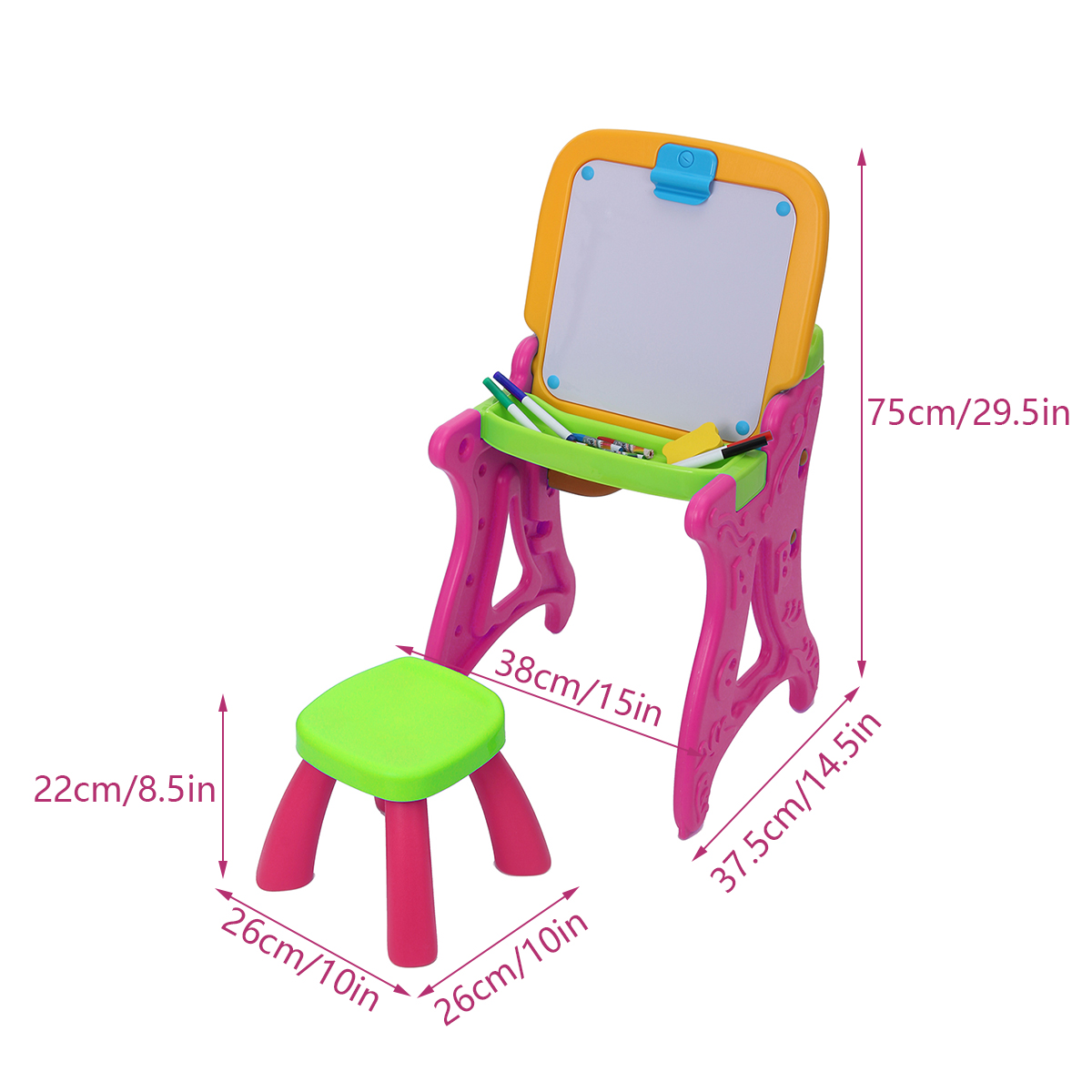 2-in-1-Folding-Drawing-Board-Table-Set-with-a-Kid-Sized-Stool-Plastic-Magnetic-Writing-White-Board-I-1853465-10