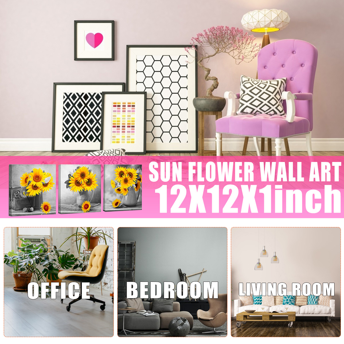 30303-cm-Sunflower-Wall-Art-Painting-Living-Room-Bedroom-Hanging-Canvas-Pictures-Office-Mural-Decora-1791798-2