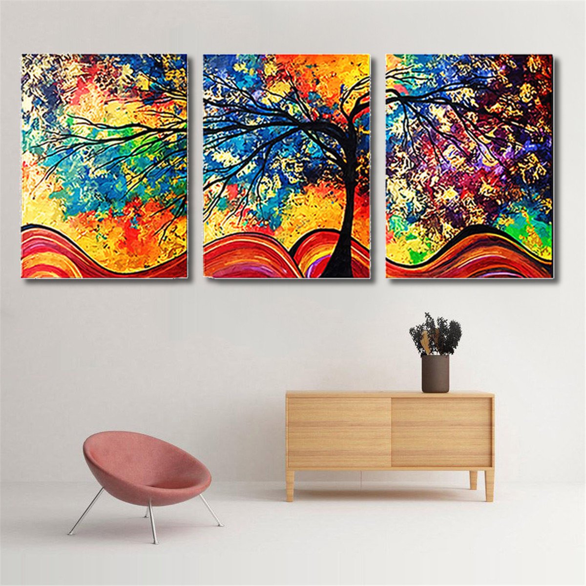 3Pcs-Colorful-Tree-HD-Canvas-Print-Paintings-Wall-Decorative-Print-Art-Pictures-FramedFrameless-Wall-1187263-5