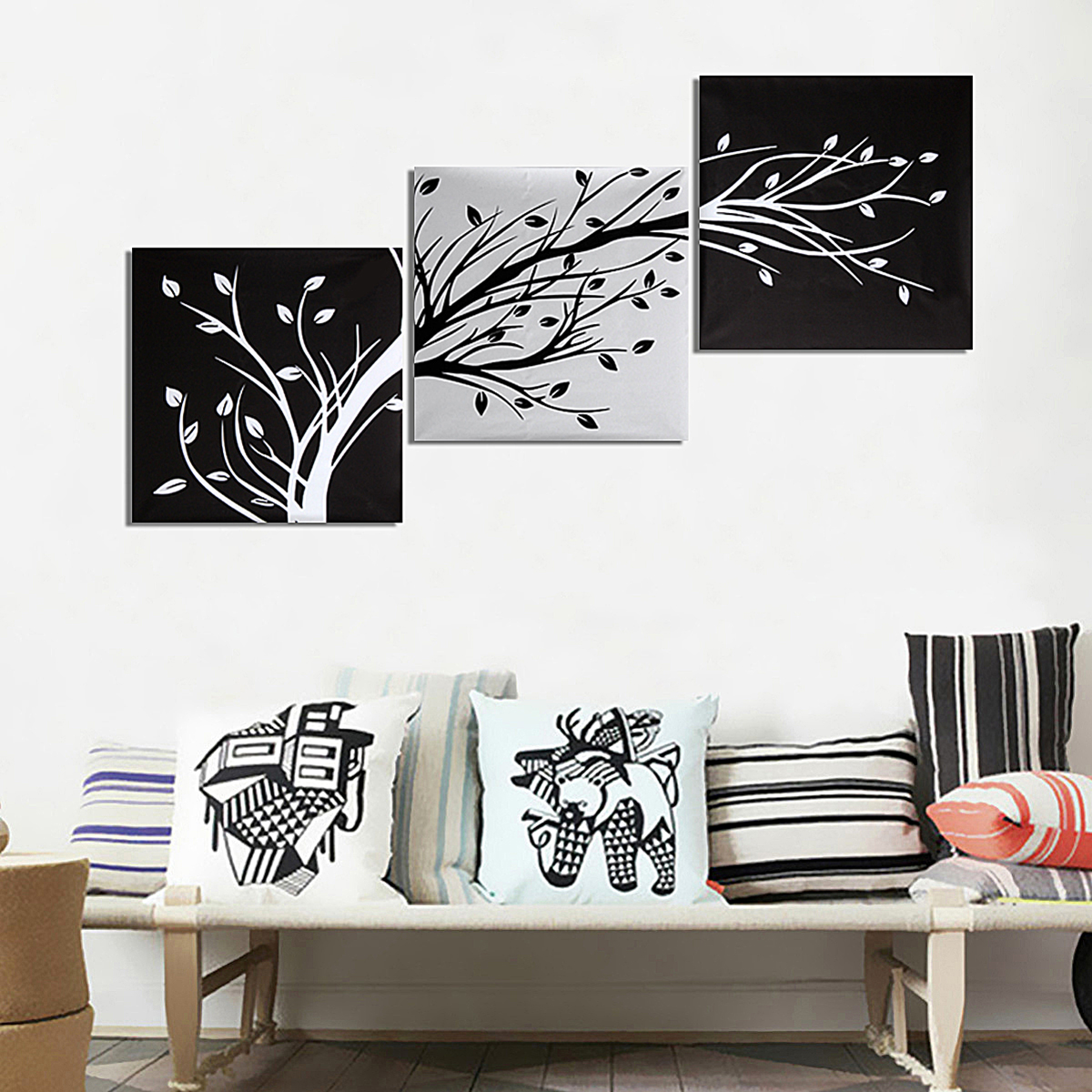 3Pcs-Wall-Decorative-Paintings-Abstract-Wood-Canvas-Print-Art-Pictures-Frameless-Wall-Hanging-Decor--1206624-3