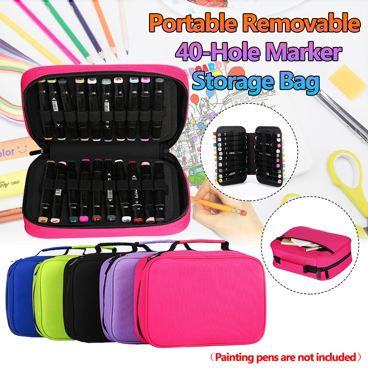 40-Slots-Portable-Art-Marker-Mark-Pen-Storage-Case-Carrying-Bag-Organizer-Painting-Storage-Bag-1579545-1