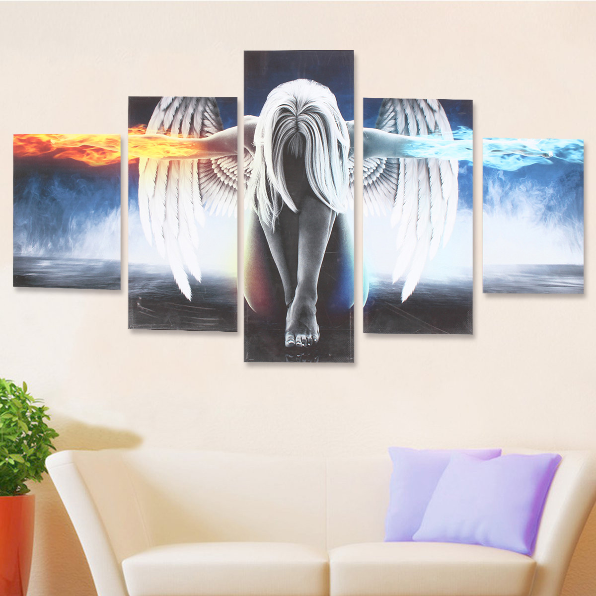 5PCS-Angel-Canvas-Print-Painting-Modern-Art-Wall-Picture-Home-Decor-Decoration-with-Framed-for-Home--1219145-7