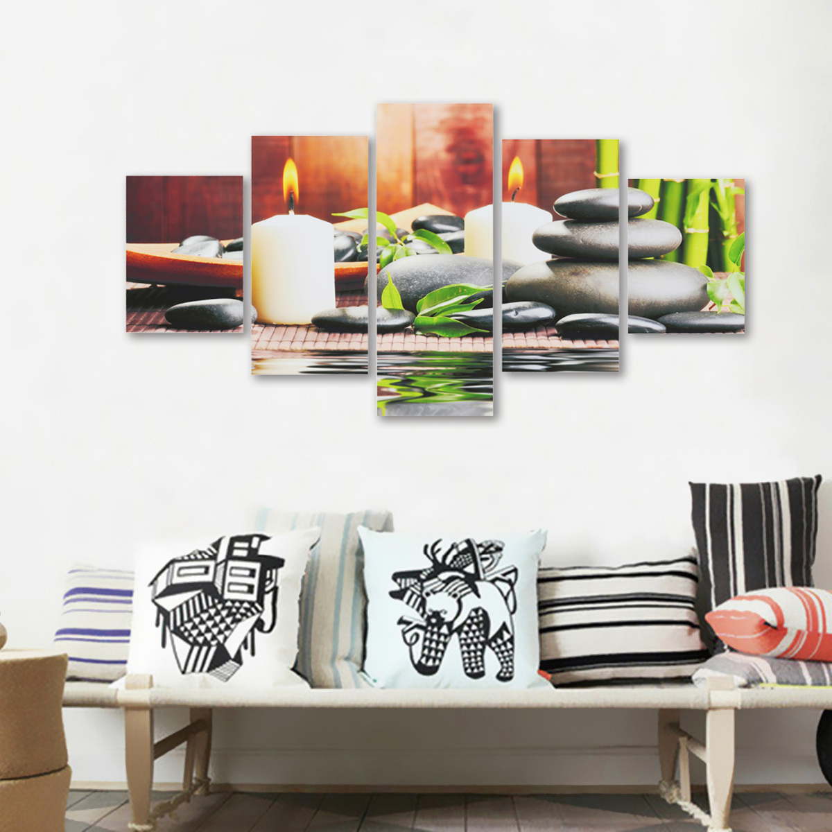 5Pcs-Canvas-Painting-Candle-Scenery-Picture-Wall-Decorative-Print-Art-Pictures-Frameless-Wall-Hangin-1803082-3
