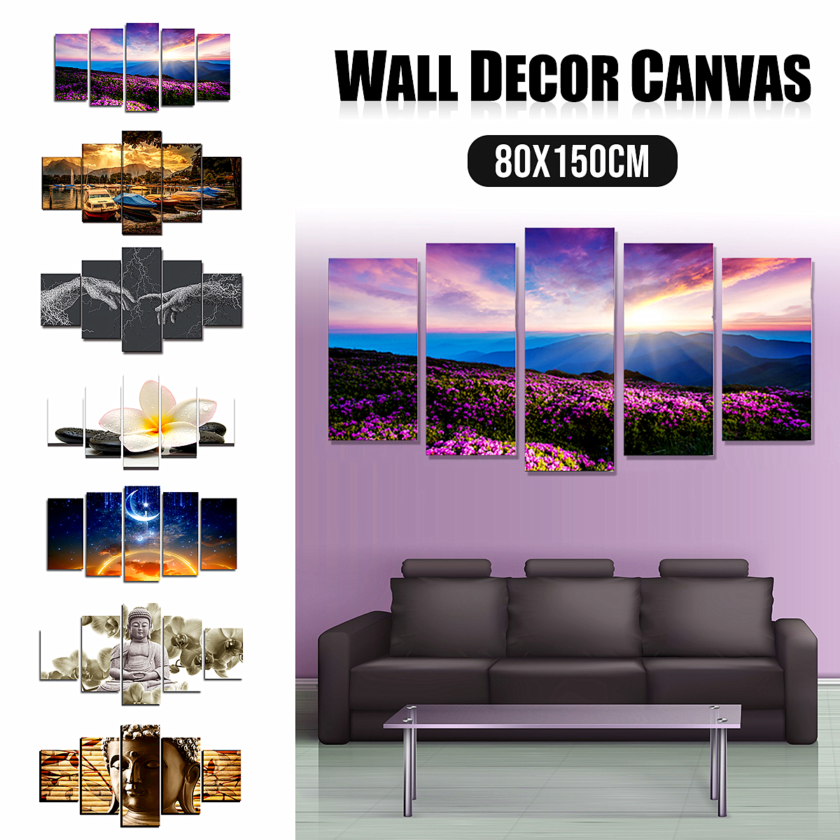 5Pcs-Canvas-Print-Paintings-Scenery-Oil-Painting-Wall-Decorative-Printing-Art-Picture-Frameless-Home-1758668-1
