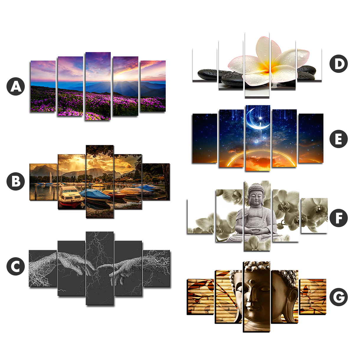 5Pcs-Canvas-Print-Paintings-Scenery-Oil-Painting-Wall-Decorative-Printing-Art-Picture-Frameless-Home-1758668-2