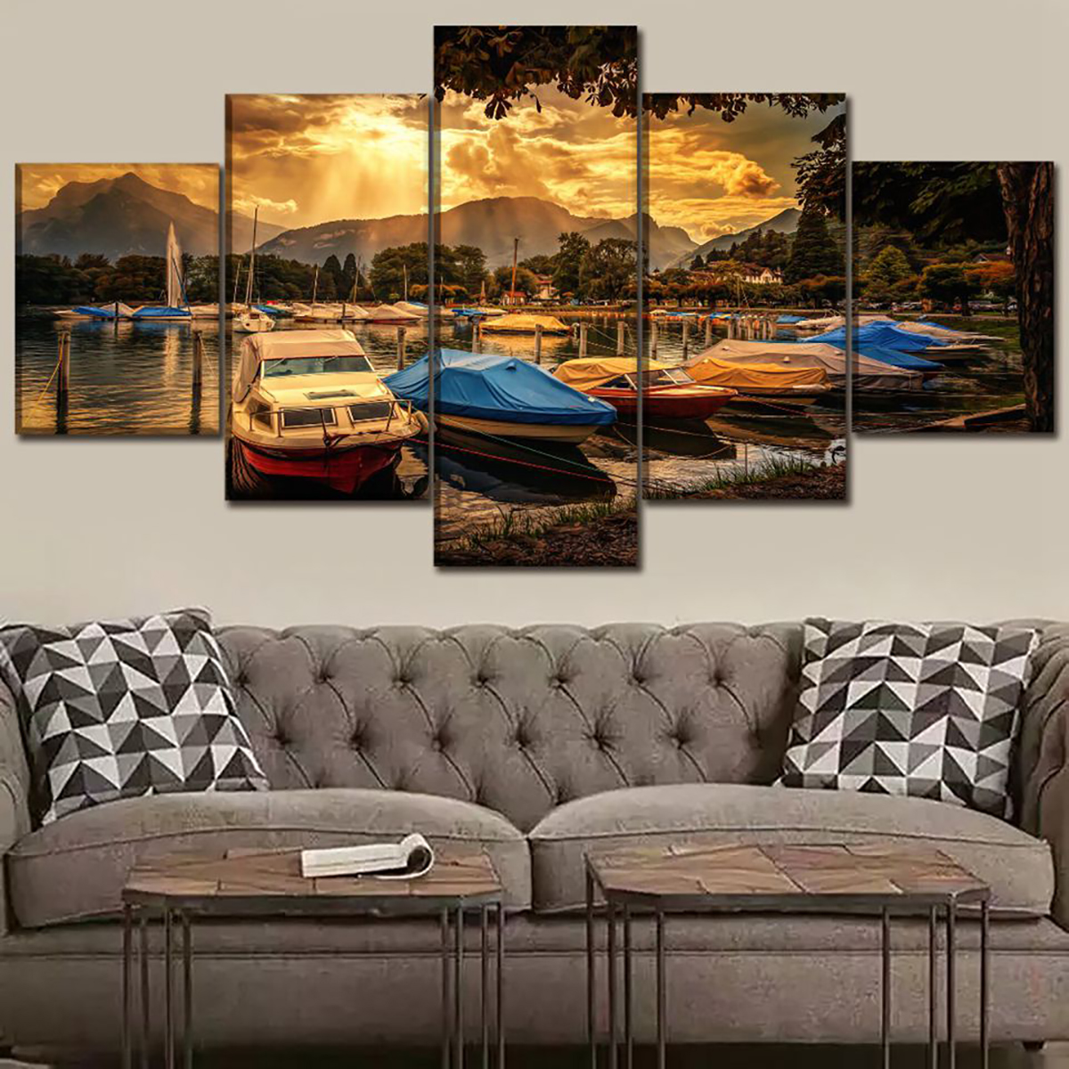 5Pcs-Canvas-Print-Paintings-Scenery-Oil-Painting-Wall-Decorative-Printing-Art-Picture-Frameless-Home-1758668-5