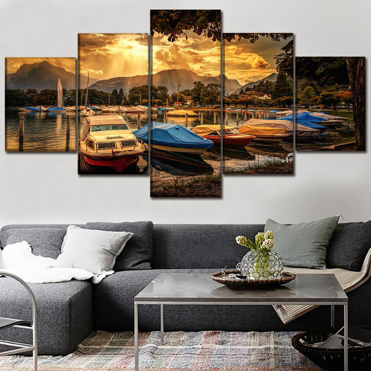 5Pcs-Canvas-Print-Paintings-Scenery-Oil-Painting-Wall-Decorative-Printing-Art-Picture-Frameless-Home-1758668-6