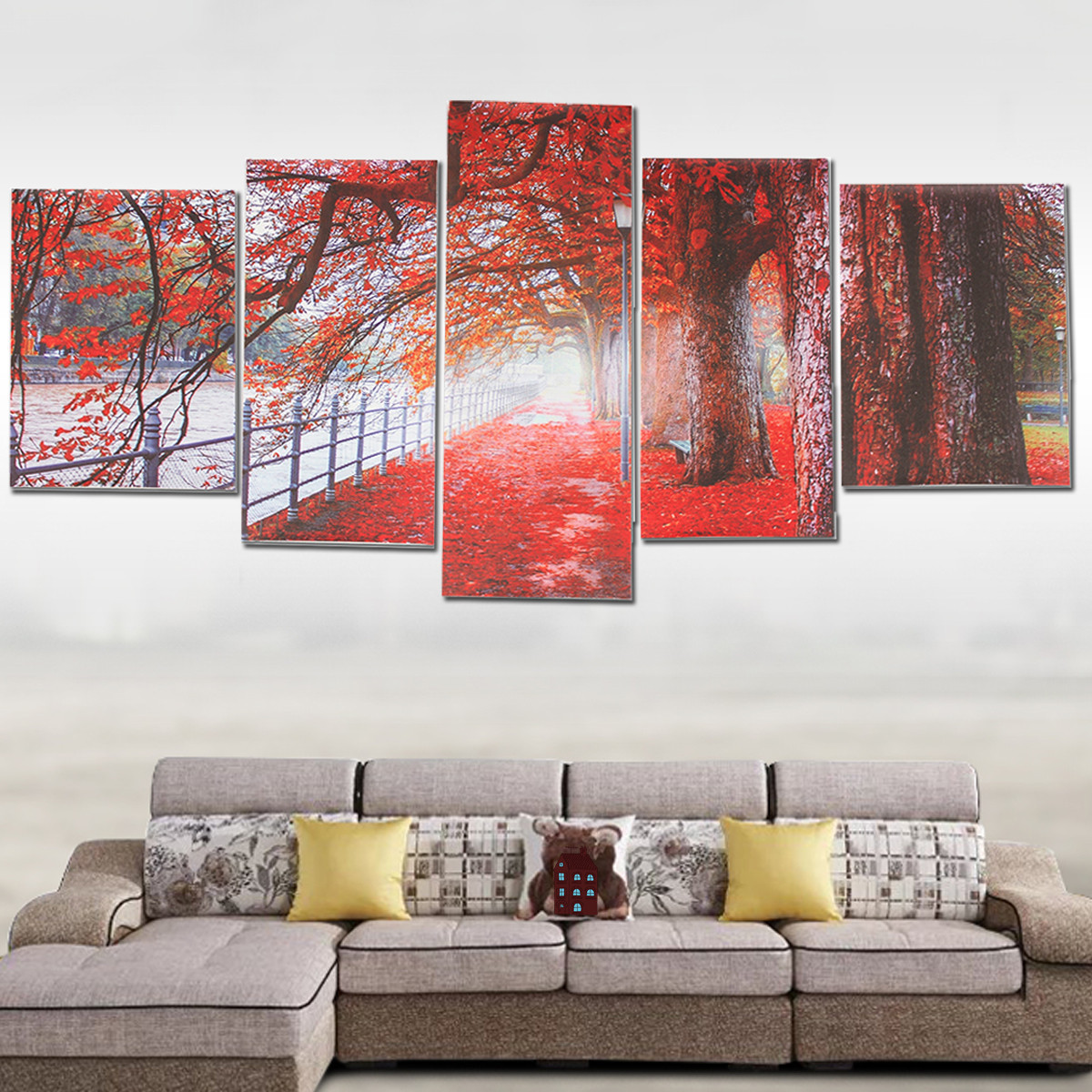 5Pcs-Red-Falling-Leaves-Canvas-Painting-Autumn-Tree-Wall-Decorative-Print-Art-Pictures-Unframed-Wall-1809936-1