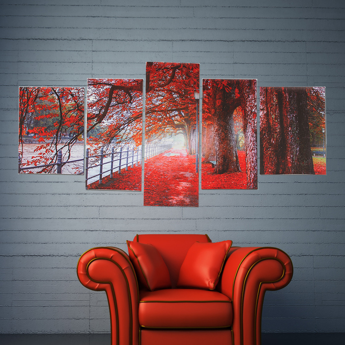 5Pcs-Red-Falling-Leaves-Canvas-Painting-Autumn-Tree-Wall-Decorative-Print-Art-Pictures-Unframed-Wall-1809936-4