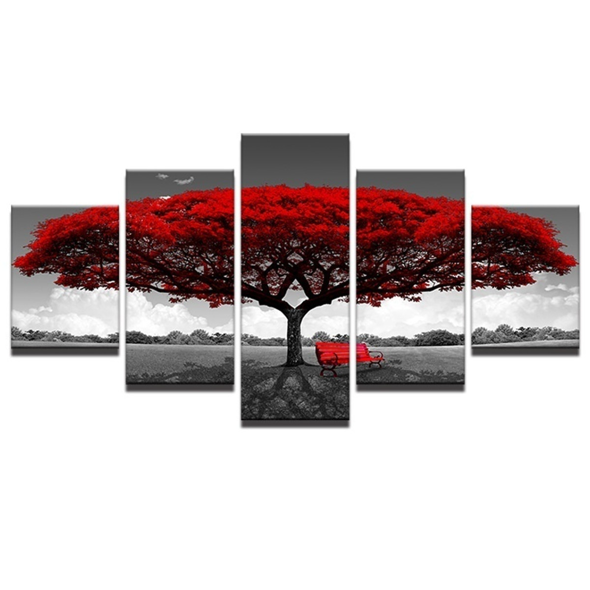 5Pcs-Red-Tree-Canvas-Paintings-Wall-Decorative-Print-Art-Pictures-Unframed-Wall-Hanging-Home-Office--1774551-2