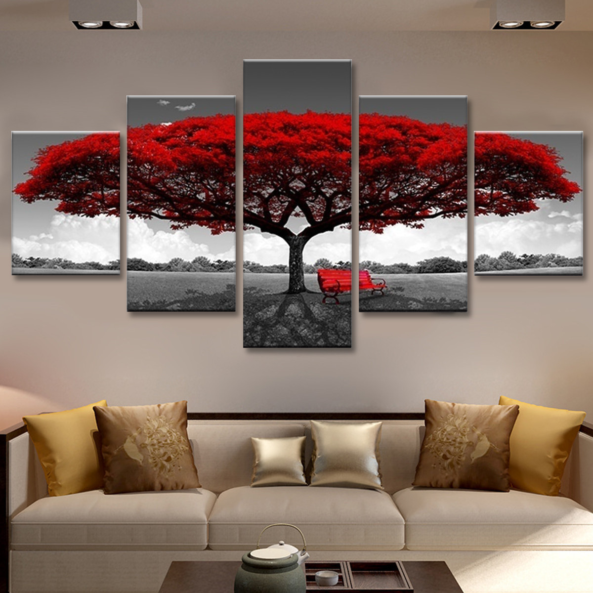 5Pcs-Red-Tree-Canvas-Paintings-Wall-Decorative-Print-Art-Pictures-Unframed-Wall-Hanging-Home-Office--1774551-4