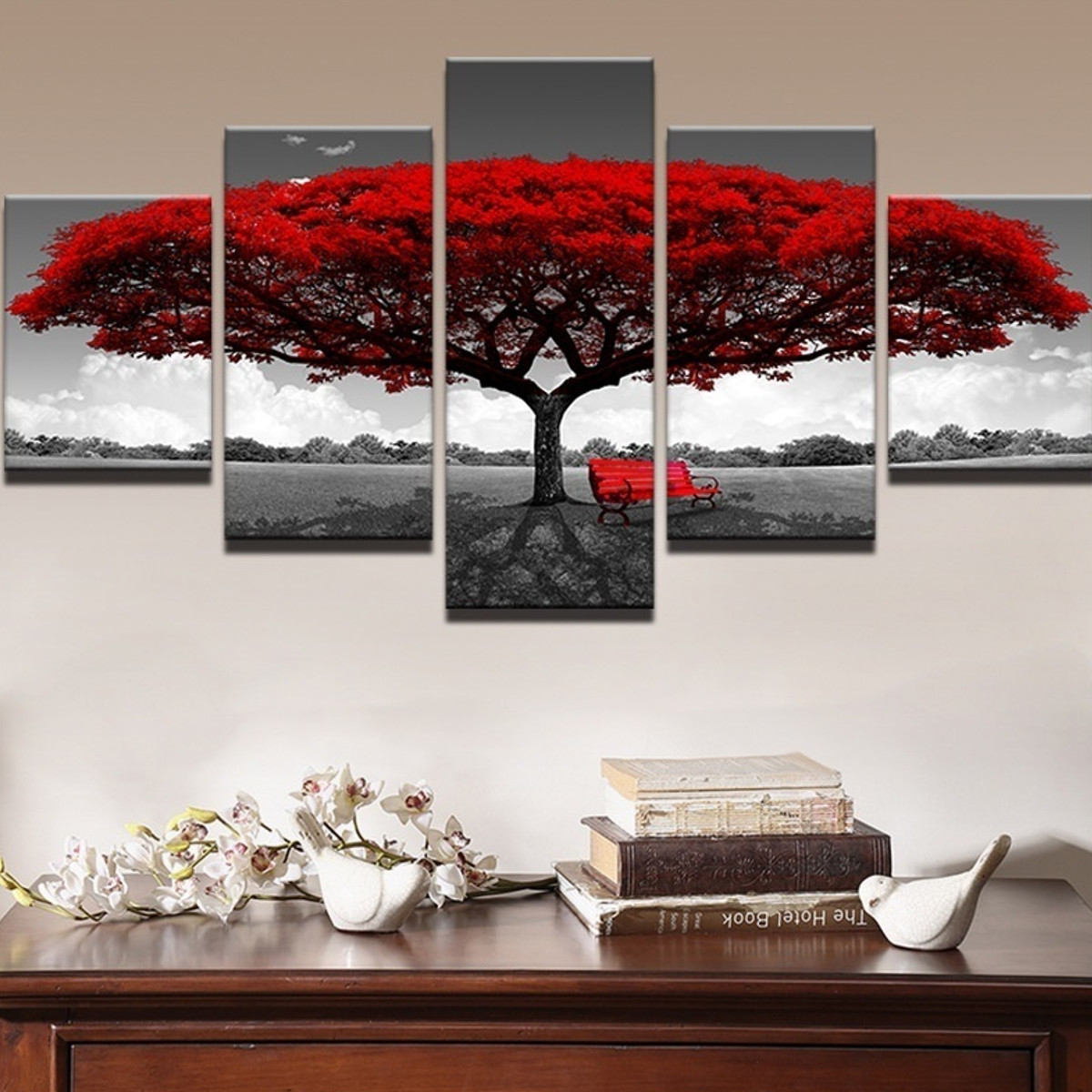 5Pcs-Red-Tree-Canvas-Paintings-Wall-Decorative-Print-Art-Pictures-Unframed-Wall-Hanging-Home-Office--1774551-6