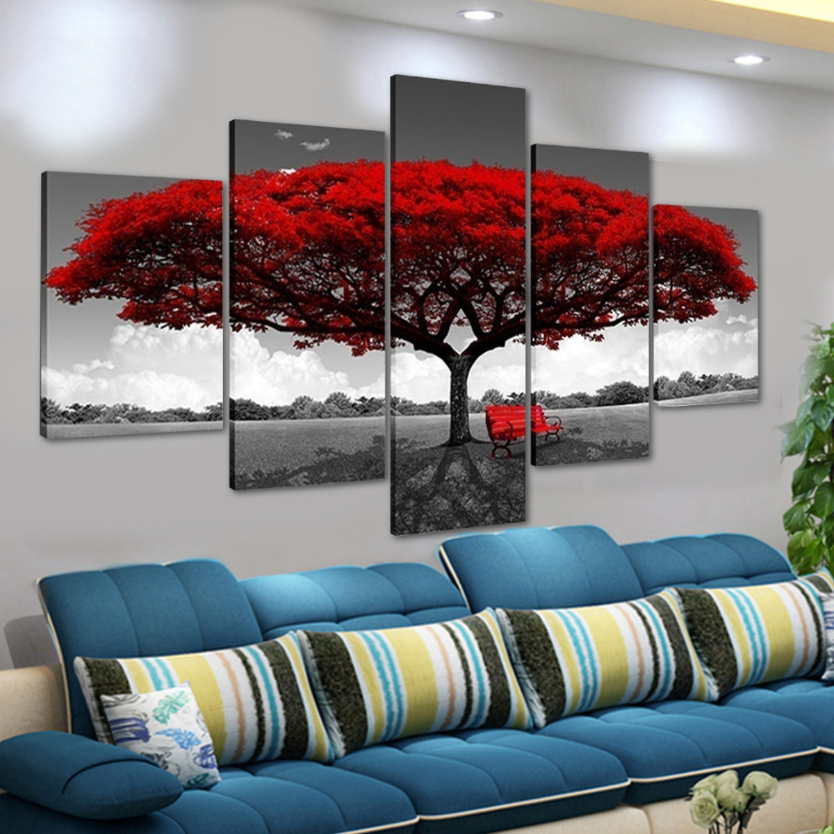5Pcs-Red-Tree-Canvas-Paintings-Wall-Decorative-Print-Art-Pictures-Unframed-Wall-Hanging-Home-Office--1774551-9