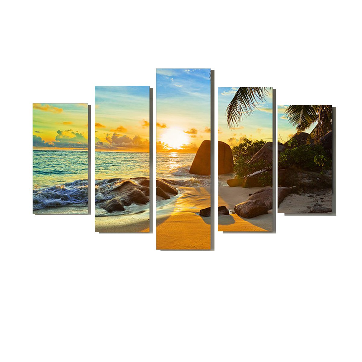 5Pcs-Sea-Coastal-Canvas-Print-Paintings-Wall-Decorative-Print-Art-Pictures-Frameless-Wall-Hanging-De-1742334-2