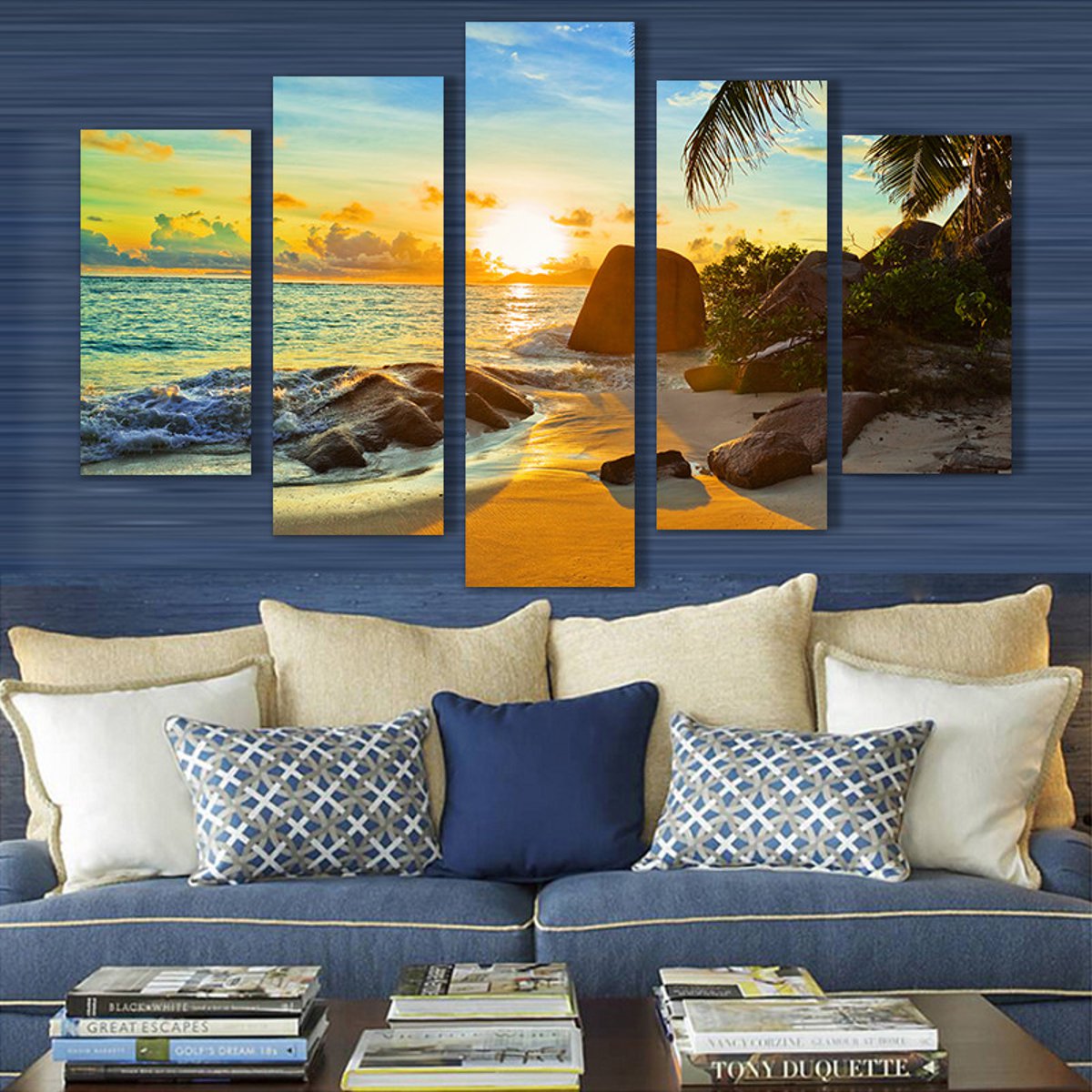 5Pcs-Sea-Coastal-Canvas-Print-Paintings-Wall-Decorative-Print-Art-Pictures-Frameless-Wall-Hanging-De-1742334-6