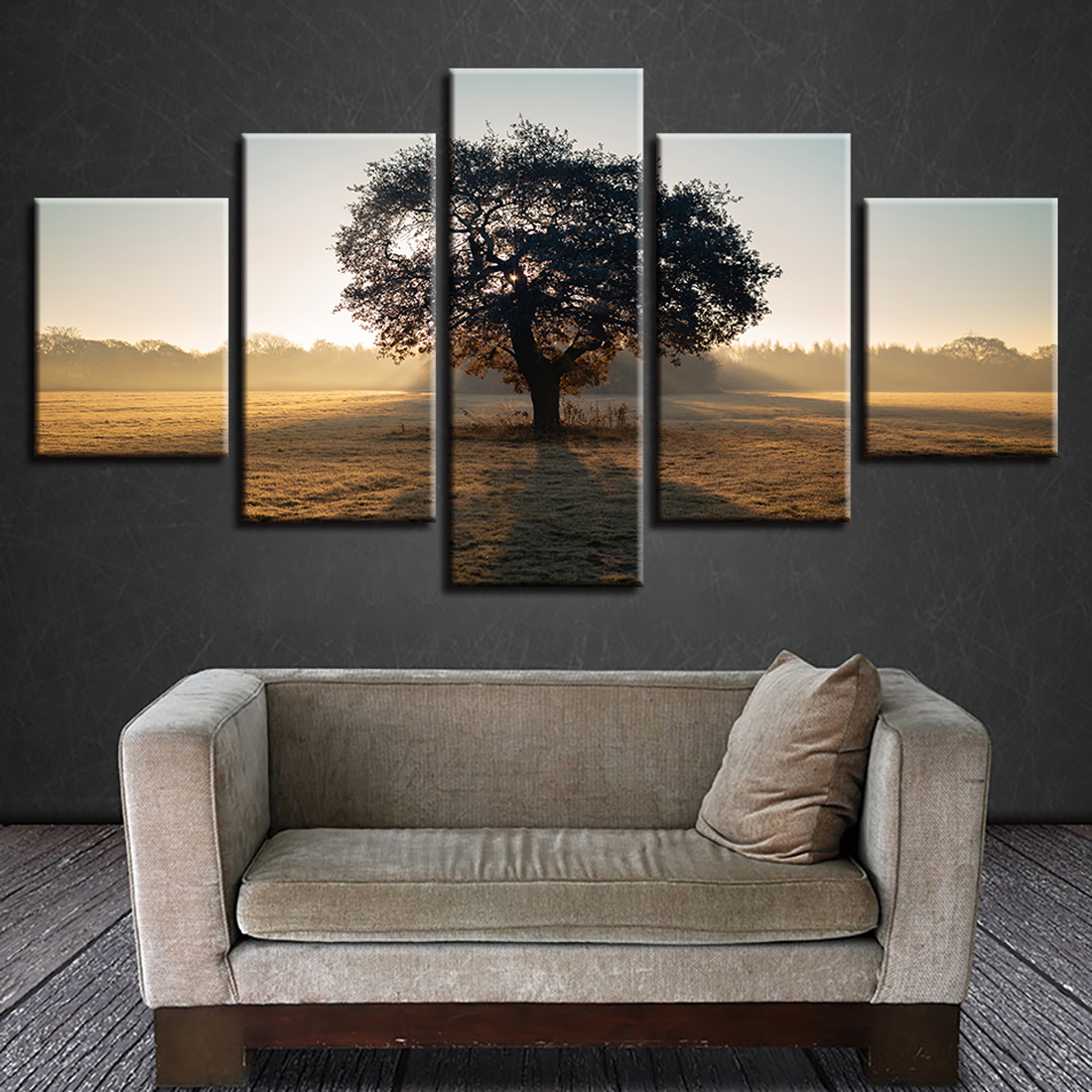 5Pcs-Wall-Decorative-Paintings-Sunshine-Tree-Canvas-Print-Art-Pictures-Frameless-Wall-Hanging-Decora-1733221-5