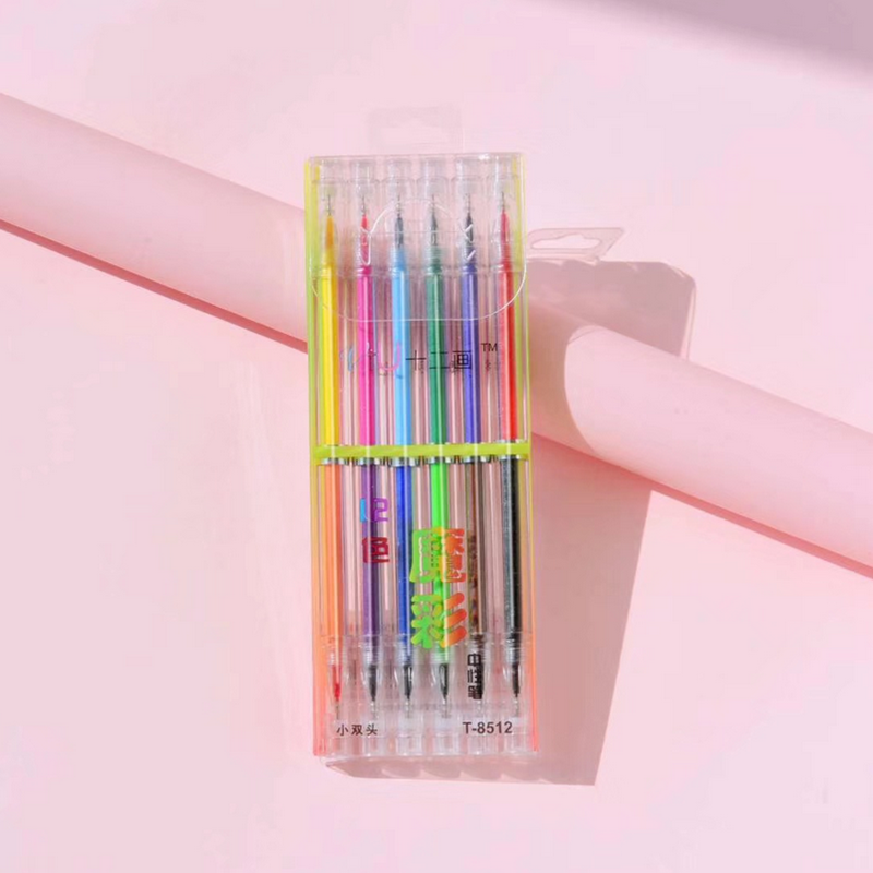6-Pcs-12-Colors-Double-Head-Gel-Pen-Highlighter-Marker-Pen-Student-1650178-4