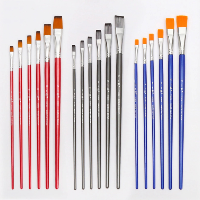 6-Pcs-Oil-Brush-Set-Nylon-Painting-Brush-Flat-Round-Head-for-Student-Drawing-1621782-2