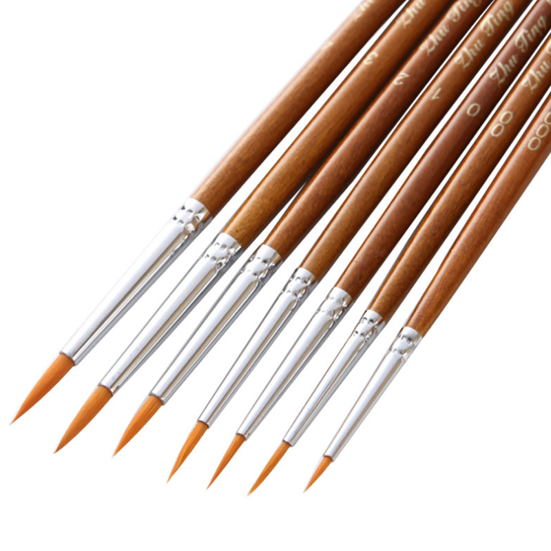 7-PCS-Oil-Painting-Brush-Wood-Handel-Nylon-Hair-Hook-Line-Pen-For-Watercolor-Acrylic-Painting-1628762-3