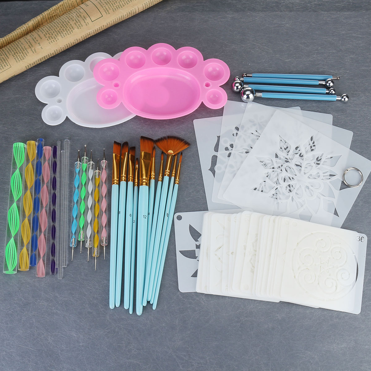 70Pcs-Mandala-Dotting-Tools-Set-Rock-Painting-Kit-Nail-Art-Craft-Pen-Paint-Stencil-Supplies-1783942-15