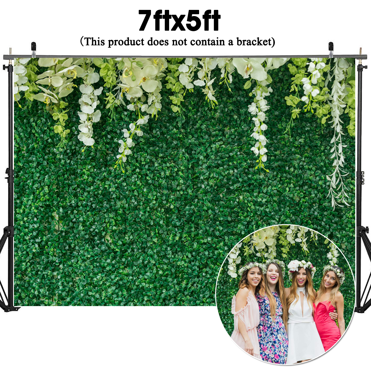 7ftx5ft-White-Flower-Green-Leaves-Photography-Background-Cloth-Backdrops-21x15m-1747745-1