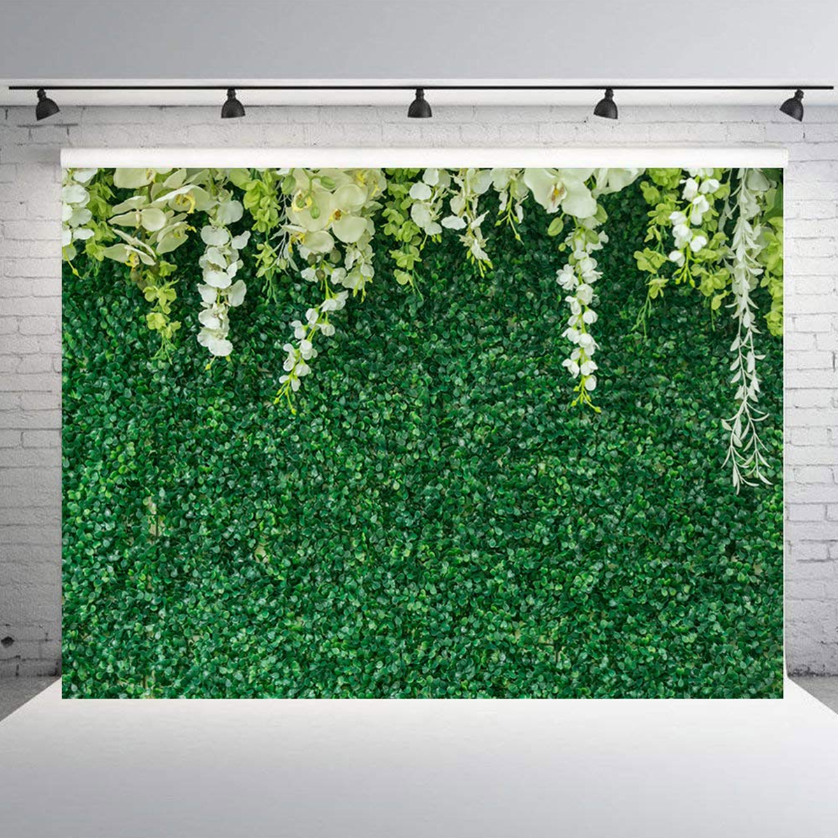 7ftx5ft-White-Flower-Green-Leaves-Photography-Background-Cloth-Backdrops-21x15m-1747745-7