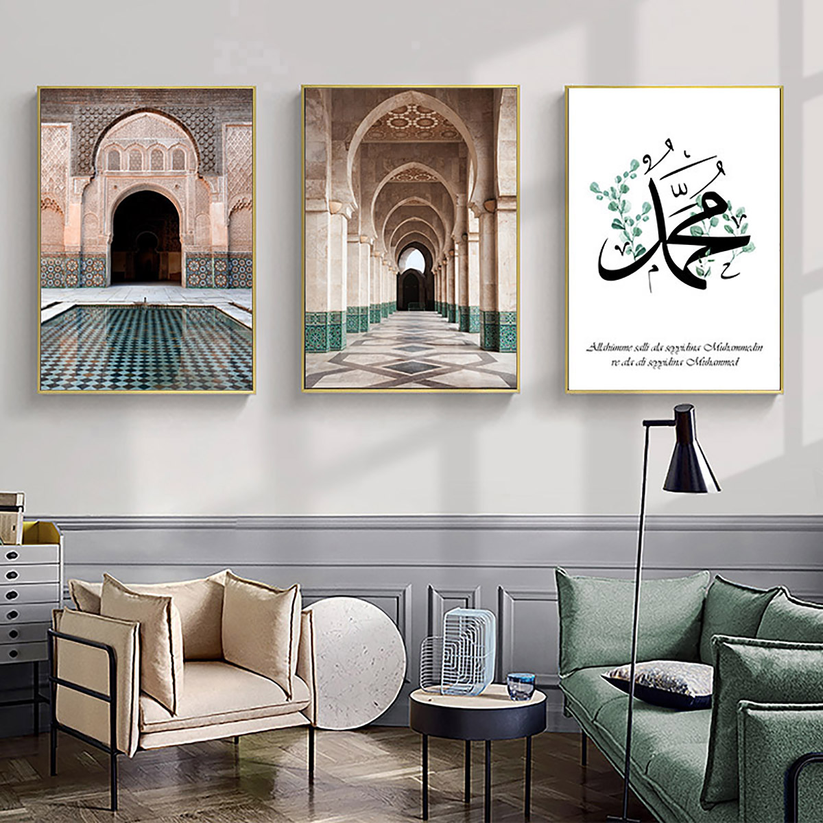 Canvas-Painting-Islamic-Quote-Wall-Art-Poster-Hassan-II-Mosque-Sabr-Bismillah-Print-Arab-Decoration--1724172-3