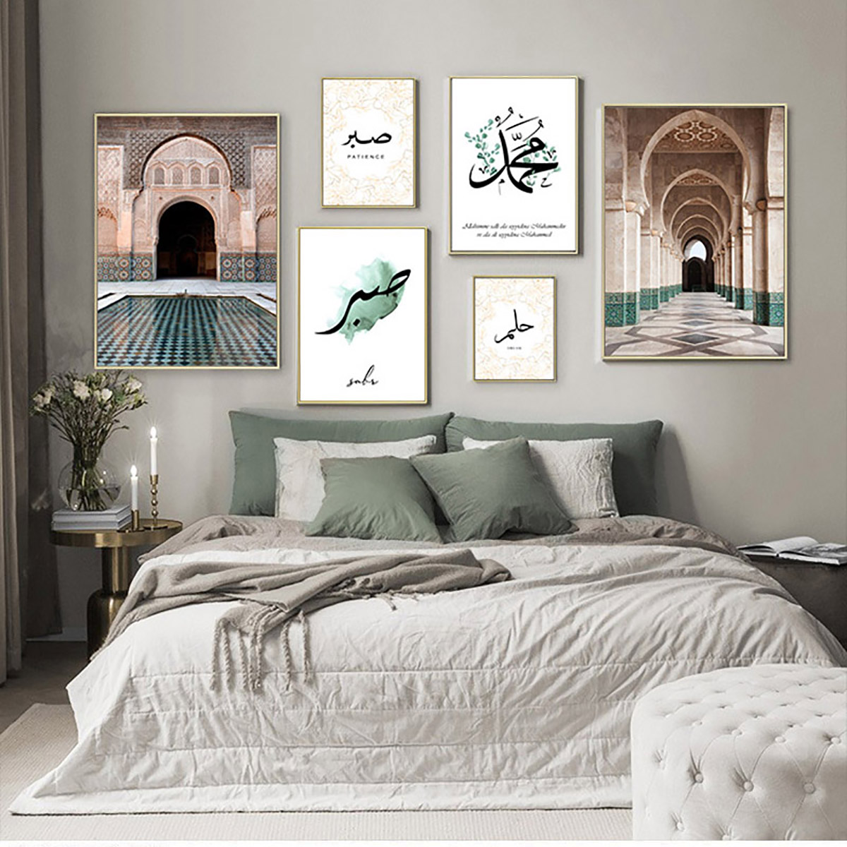 Canvas-Painting-Islamic-Quote-Wall-Art-Poster-Hassan-II-Mosque-Sabr-Bismillah-Print-Arab-Decoration--1724172-5