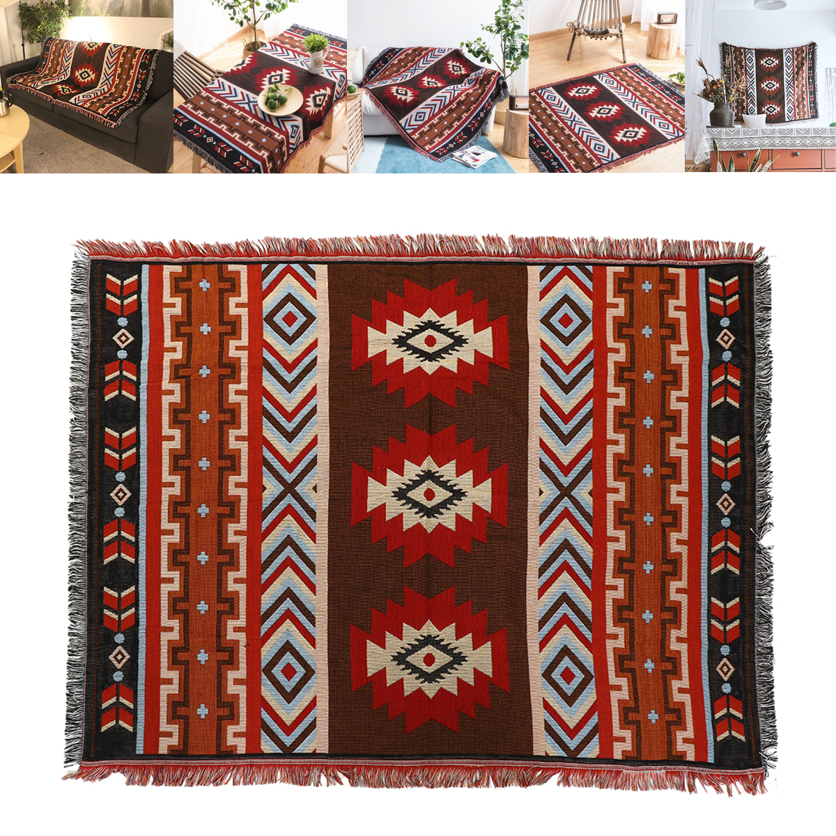 Home-Decoration-Aztec-Navajo-Towel-Mat-Throw-Wall-Hanging-Cotton-Rugs-Geometry-Woven-130160cm-1241567-2