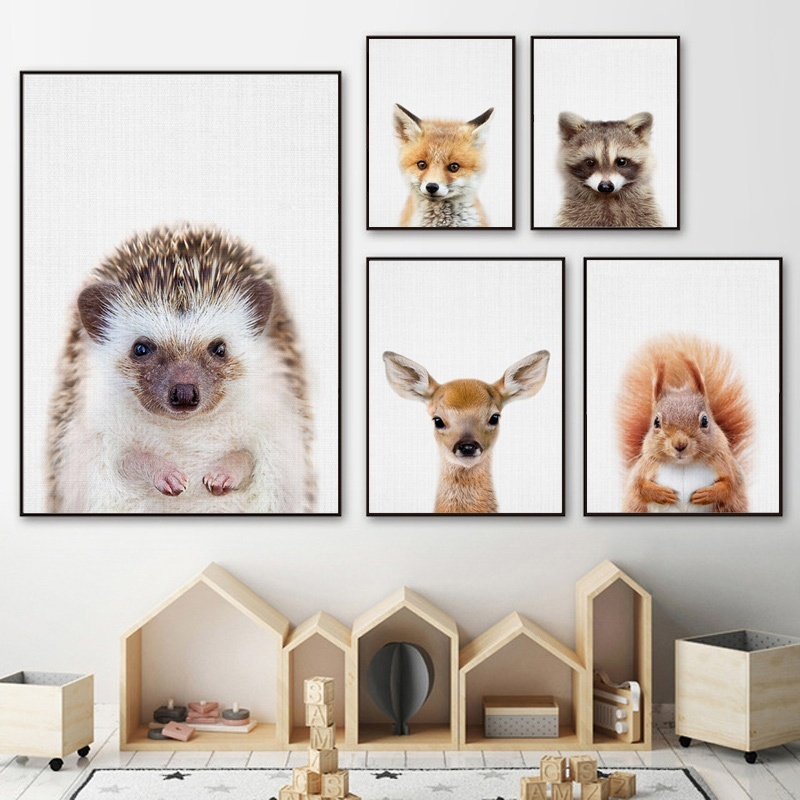 Nursery-Wall-Art-Paintings-Woodland-Animal-Rabbit-Giraffe-Bear-Canvas-Painting-Wall-Pictures-Decorat-1889759-5