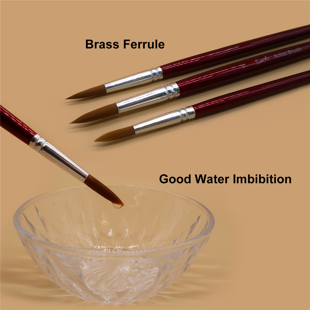 SeamiArt-12Pcs-Painting-Brush-Set-Different-Size-Round-Nylon-Tip-Artist-Nylon-Hair-Wooden-Hand-Water-1785402-4