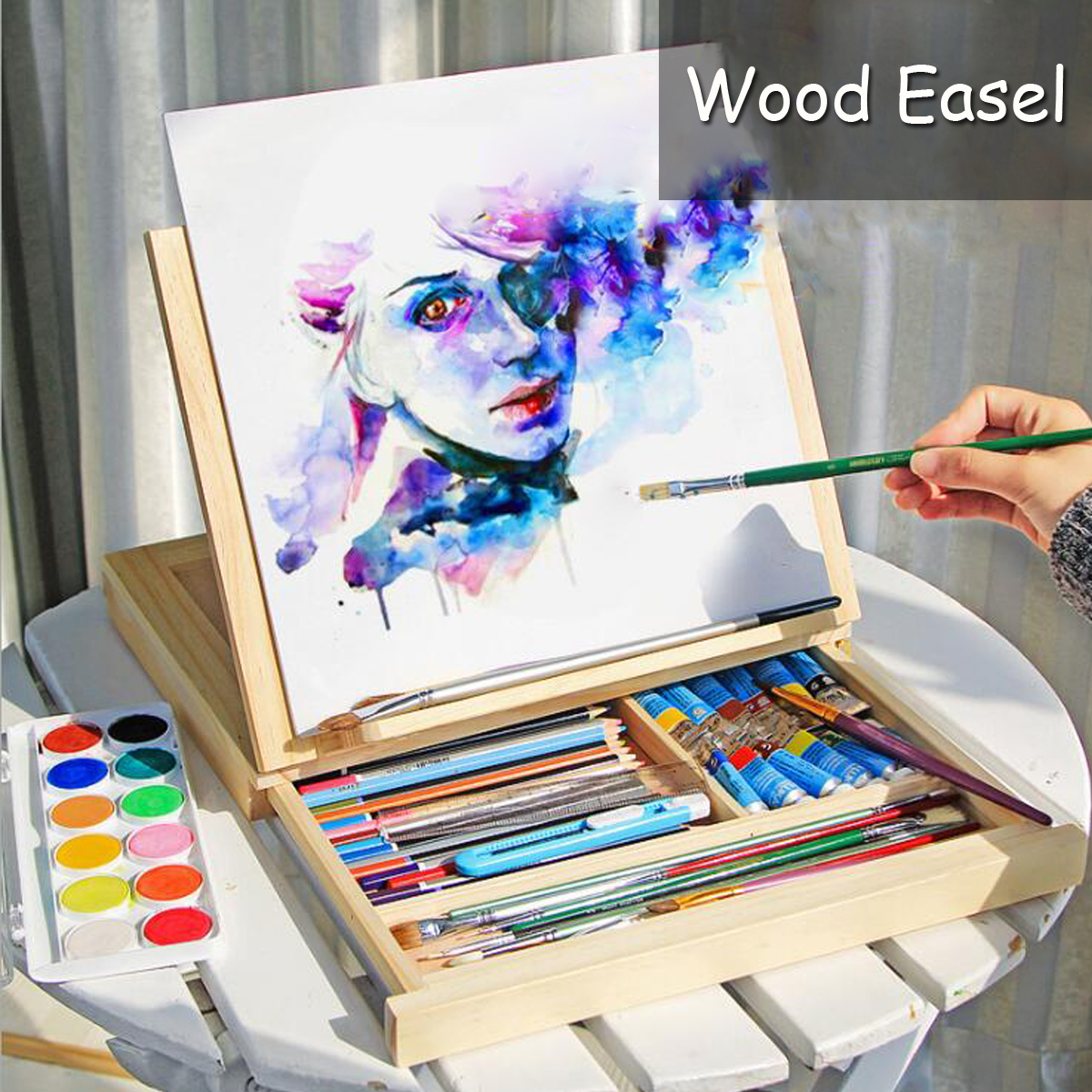 Table-Easel-Drawer-Pine-Wood-Artist-Easel-Painting-Stand-Craft-Art-Sketching-Box-Board-Desktop-Durab-1631672-4