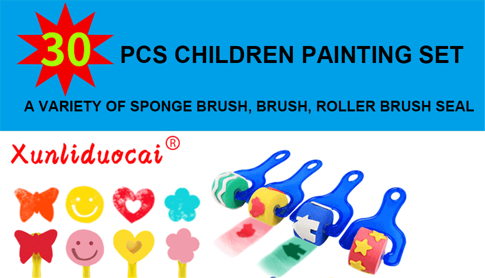 Xunliduocai-HM-030-2-30Pcs-Painting-Brush-Set-Colorful-Painting-Sponge-Brush-Seal-Pen-Set-For-Childr-1752069-1