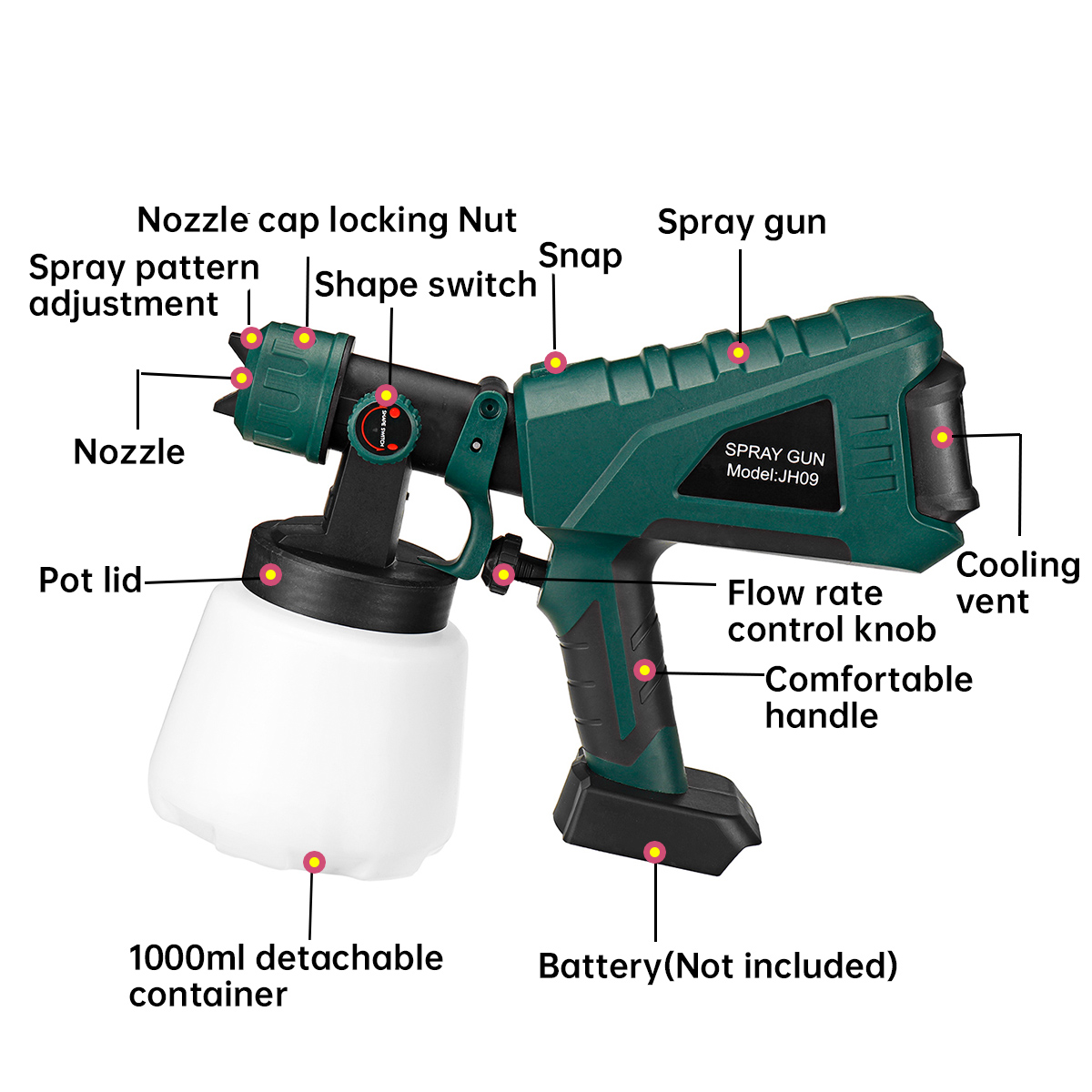 800W-1000ml-Cordless-Rechargeable-Electric-Paint-Sprayer-Spray-Guns-W-Adjustment-Knob-For-Makita-18V-1901191-2