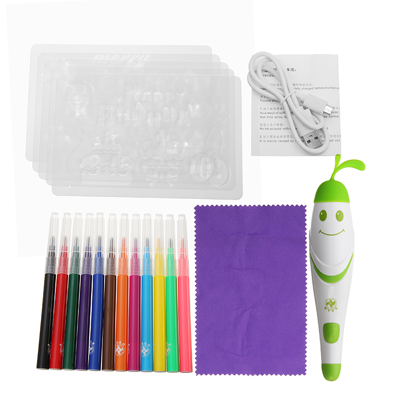 Watercolor-Pen-12-Colors-With-Painting-Templates-Dust-Free-Cloth-Battery-Operated-Toys-1234178-1