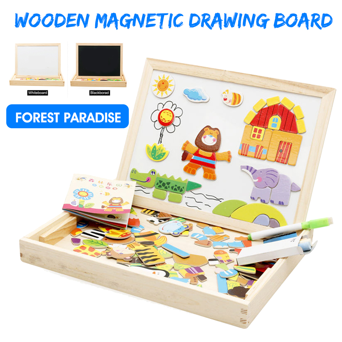 Wooden-DIY-Magnetic-Drawing-Board-Forest-Paradise-Childrens-Early-Educational-Learning-Toys-1676971-2