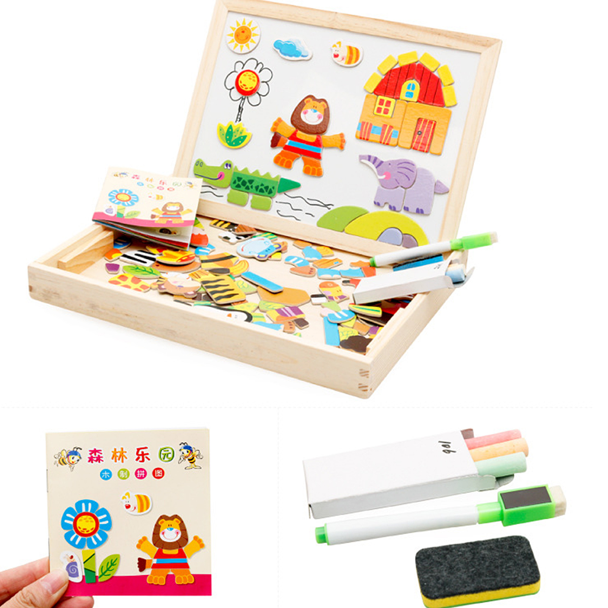 Wooden-DIY-Magnetic-Drawing-Board-Forest-Paradise-Childrens-Early-Educational-Learning-Toys-1676971-3