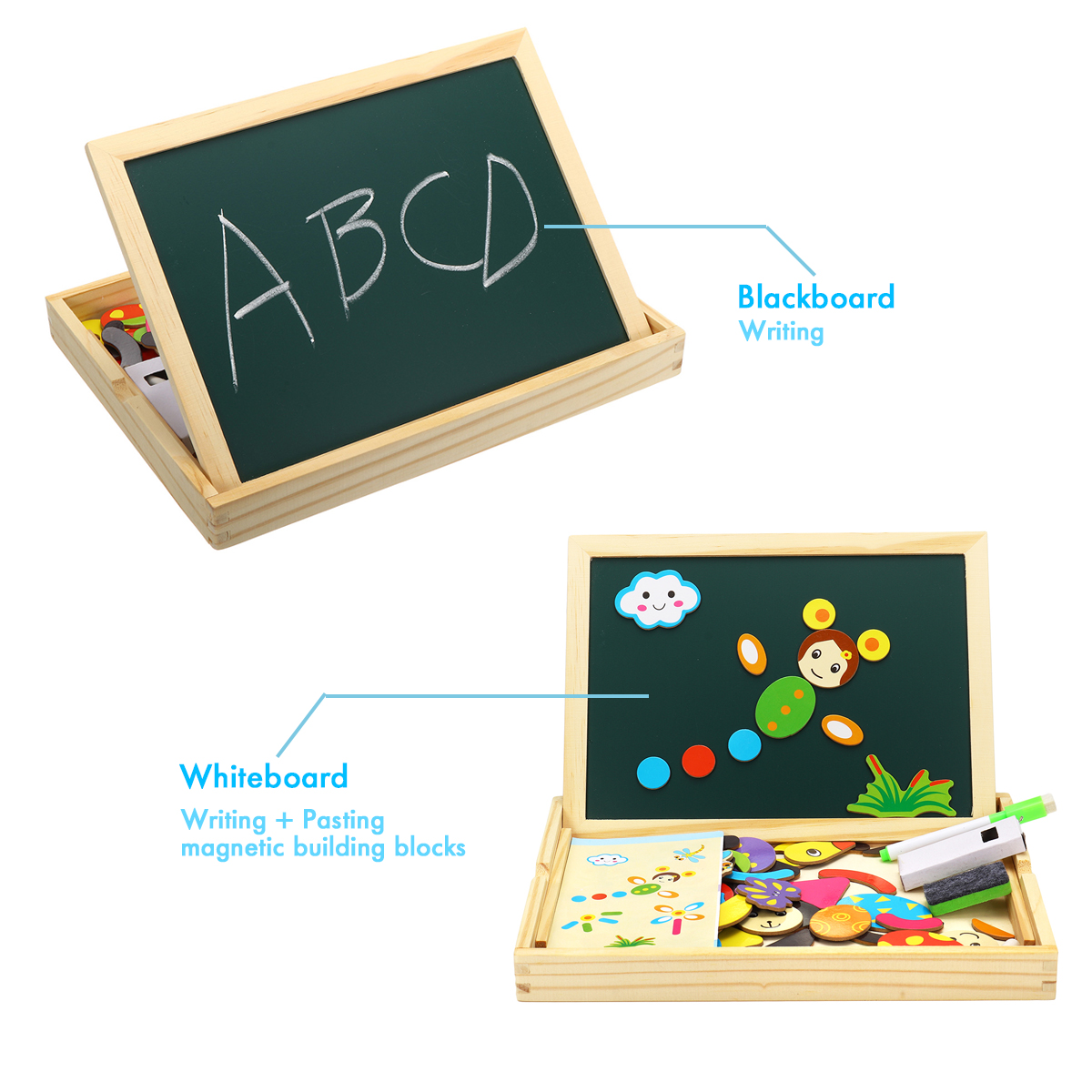 Wooden-Magnetic-Double-Sided-Drawing-Board-Blocks-Children-Early-Education-Toys-1676963-6